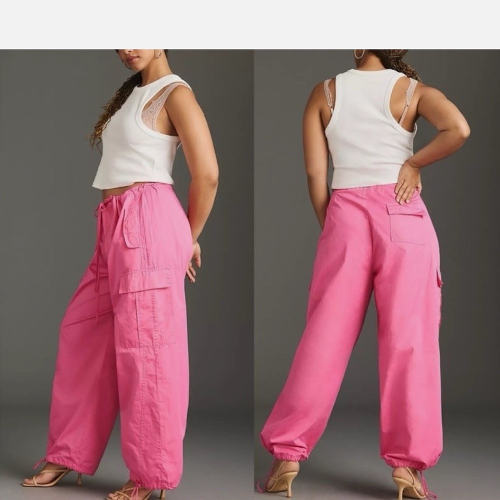 Good American Bright Pink parachute pants 2x have spots see photos